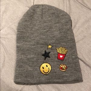 Grey Slouchy Hat w/ Patches